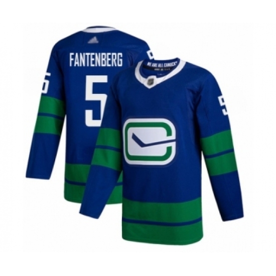 Men's Vancouver Canucks #5 Oscar Fantenberg Authentic Royal Blue Alternate Hockey Jersey Men's Vancouver Canucks #5 Oscar Fantenberg Authentic Royal Blue Alternate Hockey Jersey