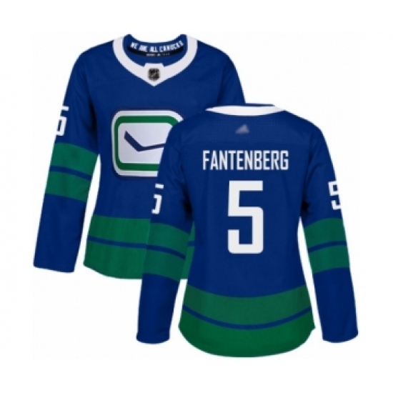 Women's Vancouver Canucks #5 Oscar Fantenberg Authentic Royal Blue Alternate Hockey Jersey Women's Vancouver Canucks #5 Oscar Fantenberg Authentic Royal Blue Alternate Hockey Jersey