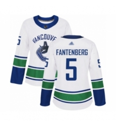 Women's Vancouver Canucks #5 Oscar Fantenberg Authentic White Away Hockey Jersey Women's Vancouver Canucks #5 Oscar Fantenberg Authentic White Away Hockey Jersey