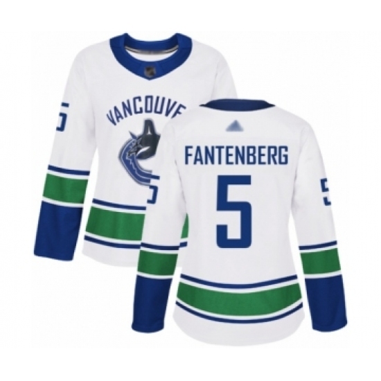 Women's Vancouver Canucks #5 Oscar Fantenberg Authentic White Away Hockey Jersey Women's Vancouver Canucks #5 Oscar Fantenberg Authentic White Away Hockey Jersey