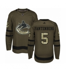 Youth Vancouver Canucks #5 Oscar Fantenberg Authentic Green Salute to Service Hockey Jersey