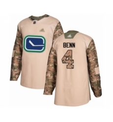 Men's Vancouver Canucks #4 Jordie Benn Authentic Camo Veterans Day Practice Hockey Jersey