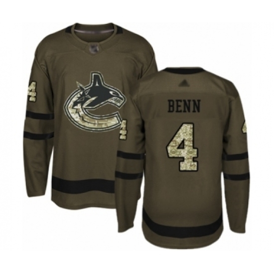 Men's Vancouver Canucks #4 Jordie Benn Authentic Green Salute to Service Hockey Jersey Men's Vancouver Canucks #4 Jordie Benn Authentic Green Salute to Service Hockey Jersey