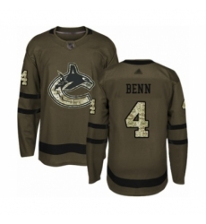 Youth Vancouver Canucks #4 Jordie Benn Authentic Green Salute to Service Hockey Jersey