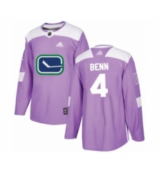 Youth Vancouver Canucks #4 Jordie Benn Authentic Purple Fights Cancer Practice Hockey Jersey