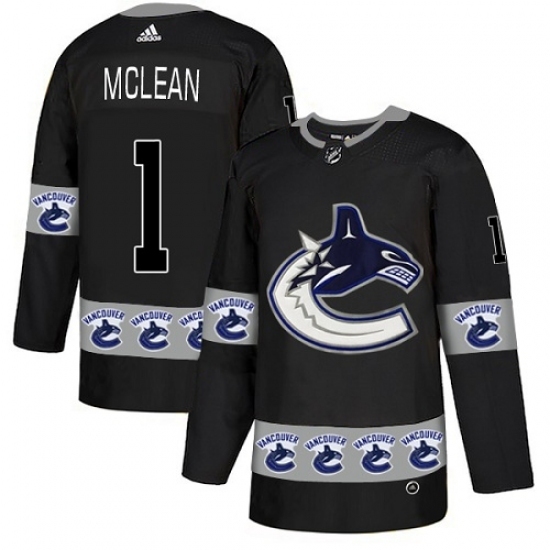 Men's Adidas Vancouver Canucks #1 Kirk Mclean Authentic Black Team Logo Fashion NHL Jersey Men's Adidas Vancouver Canucks #1 Kirk Mclean Authentic Black Team Logo Fashion NHL Jersey