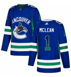 Men's Adidas Vancouver Canucks #1 Kirk Mclean Authentic Blue Drift Fashion NHL Jersey Men's Adidas Vancouver Canucks #1 Kirk Mclean Authentic Blue Drift Fashion NHL Jersey