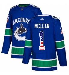 Men's Adidas Vancouver Canucks #1 Kirk Mclean Authentic Blue USA Flag Fashion NHL Jersey Men's Adidas Vancouver Canucks #1 Kirk Mclean Authentic Blue USA Flag Fashion NHL Jersey