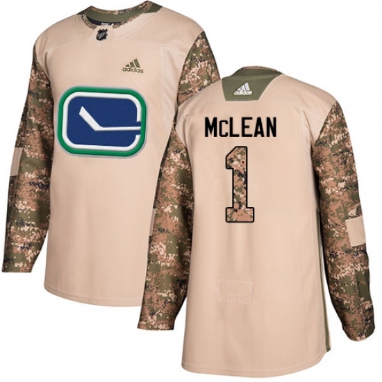 Men's Adidas Vancouver Canucks #1 Kirk Mclean Authentic Camo Veterans Day Practice NHL Jersey Men's Adidas Vancouver Canucks #1 Kirk Mclean Authentic Camo Veterans Day Practice NHL Jersey