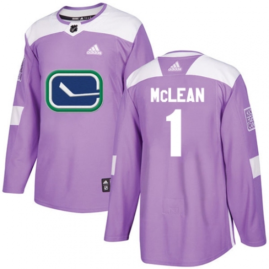 Men's Adidas Vancouver Canucks #1 Kirk Mclean Authentic Purple Fights Cancer Practice NHL Jersey Men's Adidas Vancouver Canucks #1 Kirk Mclean Authentic Purple Fights Cancer Practice NHL Jersey