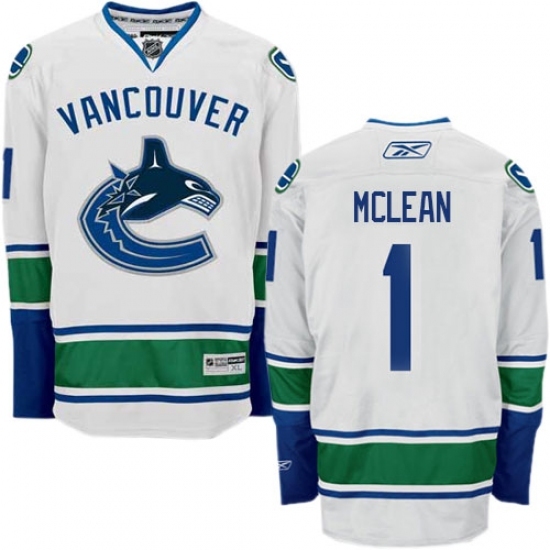 Men's Reebok Vancouver Canucks #1 Kirk Mclean Authentic White Away NHL Jersey Men's Reebok Vancouver Canucks #1 Kirk Mclean Authentic White Away NHL Jersey