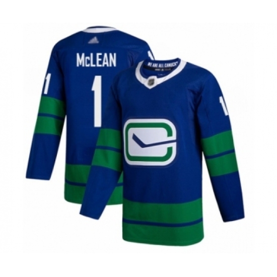 Men's Vancouver Canucks #1 Kirk Mclean Authentic Royal Blue Alternate Hockey Jersey Men's Vancouver Canucks #1 Kirk Mclean Authentic Royal Blue Alternate Hockey Jersey