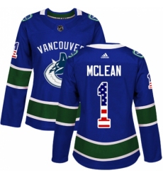 Women's Adidas Vancouver Canucks #1 Kirk Mclean Authentic Blue USA Flag Fashion NHL Jersey Women's Adidas Vancouver Canucks #1 Kirk Mclean Authentic Blue USA Flag Fashion NHL Jersey