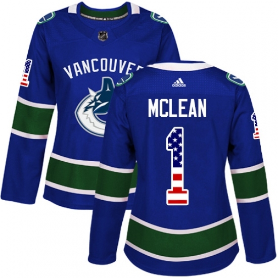 Women's Adidas Vancouver Canucks #1 Kirk Mclean Authentic Blue USA Flag Fashion NHL Jersey Women's Adidas Vancouver Canucks #1 Kirk Mclean Authentic Blue USA Flag Fashion NHL Jersey