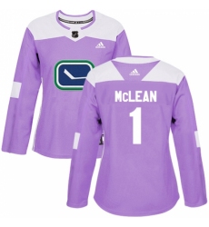 Women's Adidas Vancouver Canucks #1 Kirk Mclean Authentic Purple Fights Cancer Practice NHL Jersey Women's Adidas Vancouver Canucks #1 Kirk Mclean Authentic Purple Fights Cancer Practice NHL Jersey