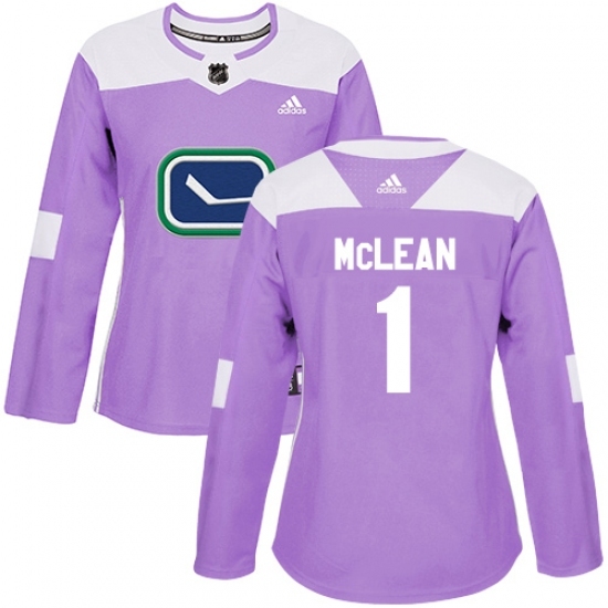 Women's Adidas Vancouver Canucks #1 Kirk Mclean Authentic Purple Fights Cancer Practice NHL Jersey Women's Adidas Vancouver Canucks #1 Kirk Mclean Authentic Purple Fights Cancer Practice NHL Jersey