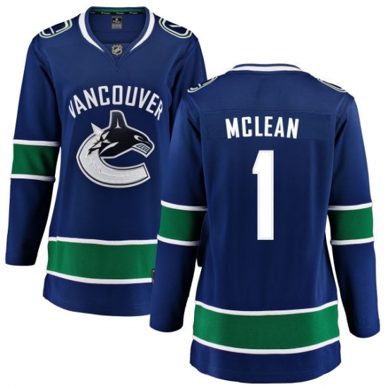 Women's Vancouver Canucks #1 Kirk Mclean Fanatics Branded Blue Home Breakaway NHL Jersey Women's Vancouver Canucks #1 Kirk Mclean Fanatics Branded Blue Home Breakaway NHL Jersey