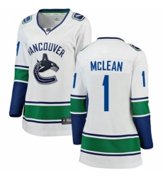 Women's Vancouver Canucks #1 Kirk Mclean Fanatics Branded White Away Breakaway NHL Jersey Women's Vancouver Canucks #1 Kirk Mclean Fanatics Branded White Away Breakaway NHL Jersey