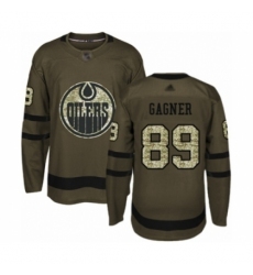 Men's Edmonton Oilers #89 Sam Gagner Authentic Green Salute to Service Hockey Jersey