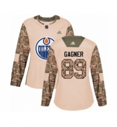 Women's Edmonton Oilers #89 Sam Gagner Authentic Camo Veterans Day Practice Hockey Jersey