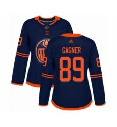 Women's Edmonton Oilers #89 Sam Gagner Authentic Navy Blue Alternate Hockey Jersey