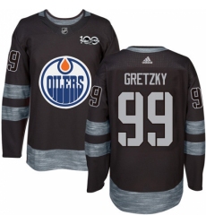 Men's Adidas Edmonton Oilers #99 Wayne Gretzky Authentic Black 1917-2017 100th Anniversary NHL Jersey
