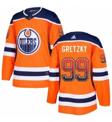 Men's Adidas Edmonton Oilers #99 Wayne Gretzky Authentic Orange Drift Fashion NHL Jersey