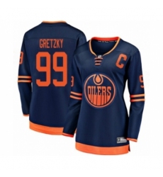 Women's Edmonton Oilers #99 Wayne Gretzky Authentic Navy Blue Alternate Fanatics Branded Breakaway Hockey Jersey