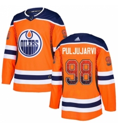Men's Adidas Edmonton Oilers #98 Jesse Puljujarvi Authentic Orange Drift Fashion NHL Jersey
