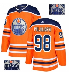 Men's Adidas Edmonton Oilers #98 Jesse Puljujarvi Authentic Orange Fashion Gold NHL Jersey