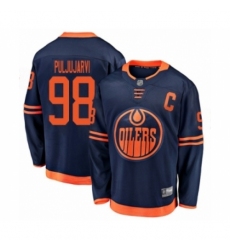 Men's Edmonton Oilers #98 Jesse Puljujarvi Authentic Navy Blue Alternate Fanatics Branded Breakaway Hockey Jersey