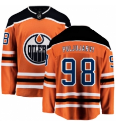 Men's Edmonton Oilers #98 Jesse Puljujarvi Fanatics Branded Orange Home Breakaway NHL Jersey