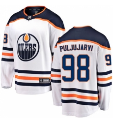 Men's Edmonton Oilers #98 Jesse Puljujarvi Fanatics Branded White Away Breakaway NHL Jersey