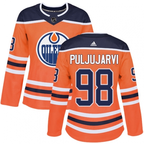 Women's Adidas Edmonton Oilers #98 Jesse Puljujarvi Authentic Orange Home NHL Jersey Women's Adidas Edmonton Oilers #98 Jesse Puljujarvi Authentic Orange Home NHL Jersey
