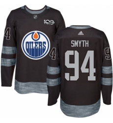 Men's Adidas Edmonton Oilers #94 Ryan Smyth Authentic Black 1917-2017 100th Anniversary NHL Jersey