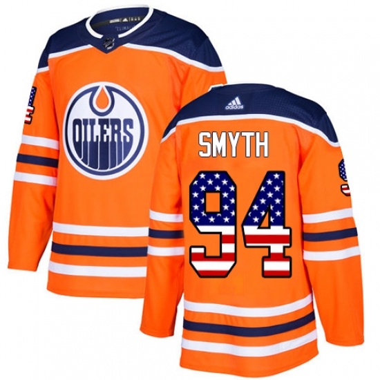 Men's Adidas Edmonton Oilers #94 Ryan Smyth Authentic Orange USA Flag Fashion NHL Jersey Men's Adidas Edmonton Oilers #94 Ryan Smyth Authentic Orange USA Flag Fashion NHL Jersey