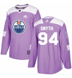Men's Adidas Edmonton Oilers #94 Ryan Smyth Authentic Purple Fights Cancer Practice NHL Jersey