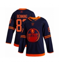 Men's Edmonton Oilers #83 Matt Benning Authentic Navy Blue Alternate Hockey Jersey