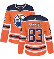 Women's Adidas Edmonton Oilers #83 Matt Benning Authentic Orange Home NHL Jersey