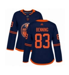 Women's Edmonton Oilers #83 Matt Benning Authentic Navy Blue Alternate Hockey Jersey