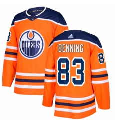 Youth Adidas Edmonton Oilers #83 Matt Benning Authentic Orange Home NHL Jersey
