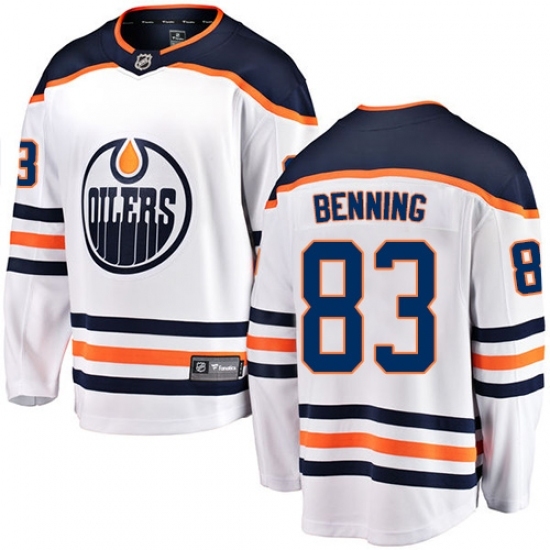 Youth Edmonton Oilers #83 Matt Benning Fanatics Branded White Away Breakaway NHL Jersey Youth Edmonton Oilers #83 Matt Benning Fanatics Branded White Away Breakaway NHL Jersey