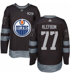 Men's Adidas Edmonton Oilers #77 Oscar Klefbom Authentic Black 1917-2017 100th Anniversary NHL Jersey