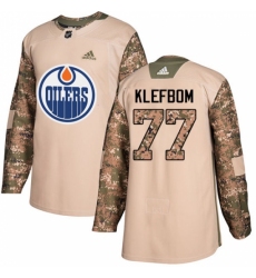 Men's Adidas Edmonton Oilers #77 Oscar Klefbom Authentic Camo Veterans Day Practice NHL Jersey