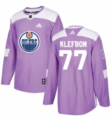 Men's Adidas Edmonton Oilers #77 Oscar Klefbom Authentic Purple Fights Cancer Practice NHL Jersey