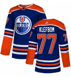 Men's Adidas Edmonton Oilers #77 Oscar Klefbom Premier Royal Blue Alternate NHL Jersey