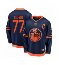 Men's Edmonton Oilers #77 Oscar Klefbom Authentic Navy Blue Alternate Fanatics Branded Breakaway Hockey Jersey