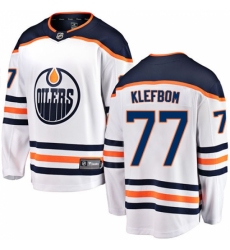 Men's Edmonton Oilers #77 Oscar Klefbom Fanatics Branded White Away Breakaway NHL Jersey