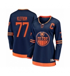 Women's Edmonton Oilers #77 Oscar Klefbom Authentic Navy Blue Alternate Fanatics Branded Breakaway Hockey Jersey