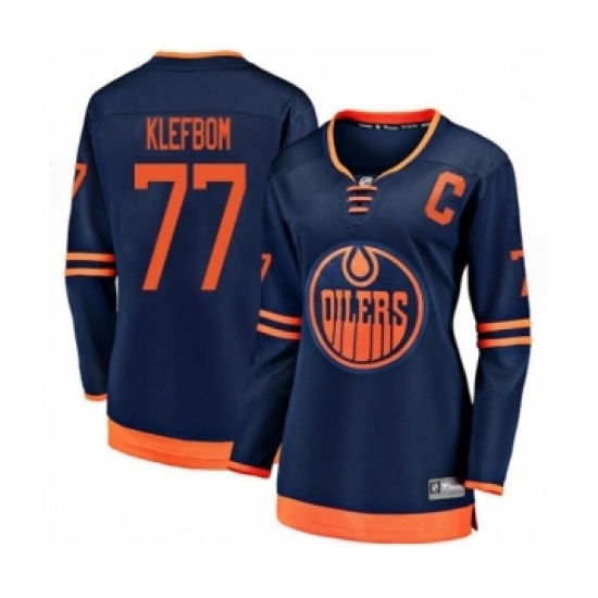 Women's Edmonton Oilers #77 Oscar Klefbom Authentic Navy Blue Alternate Fanatics Branded Breakaway Hockey Jersey Women's Edmonton Oilers #77 Oscar Klefbom Authentic Navy Blue Alternate Fanatics Branded Breakaway Hockey Jersey